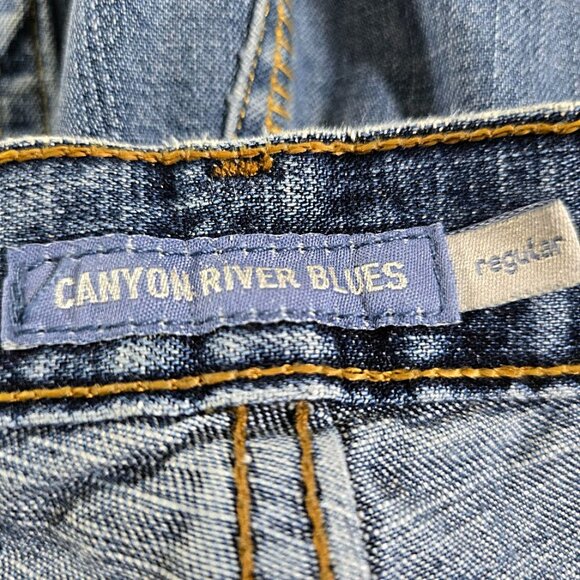 Vintage Canyon River Blues Patchwork Denim Jean Maxi Skirt 11 Womens Distressed - Picture 10 of 14